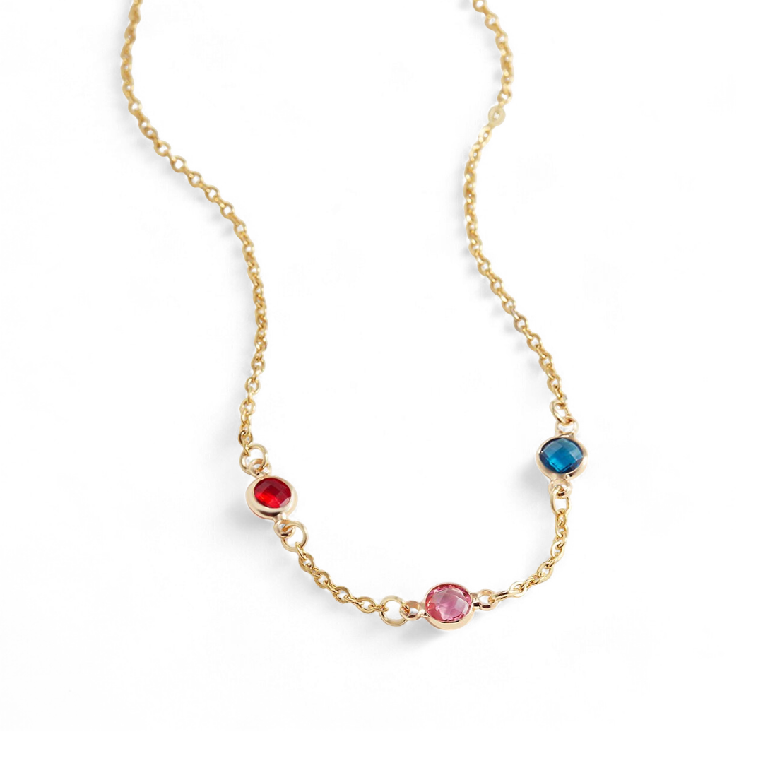 Collier multi-pierres avec pierres de naissance