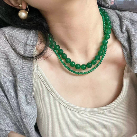 Collier en chrysoprase Natural Boutique, chaîne de clavicule rétro pour femme