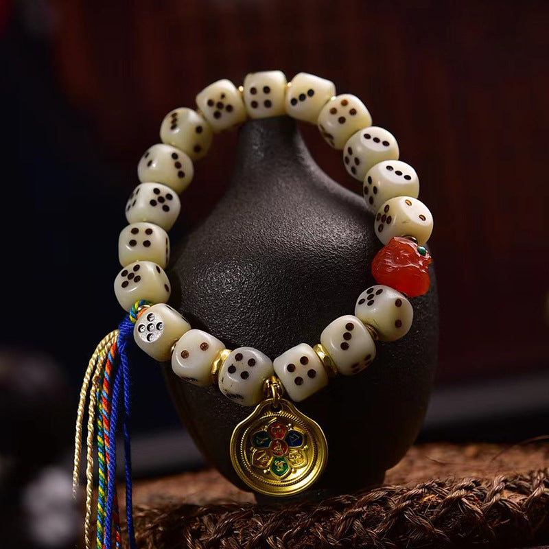 Bracelet en os de chameau naturel sculpté – Bracelet unisexe vintage de style tibétain