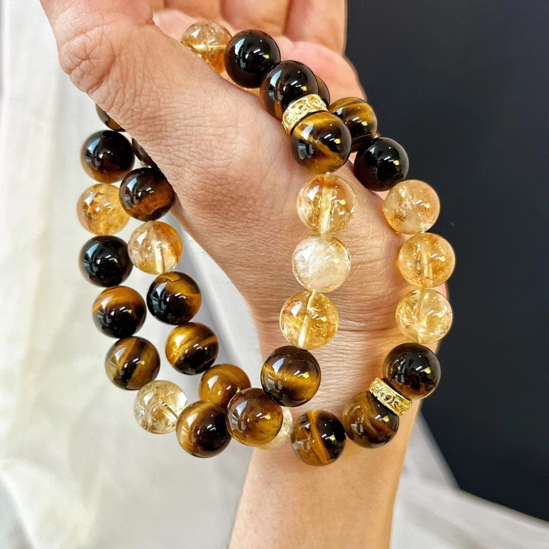 10MM New Maillard Style Natural Citrine Bracelet Natural Tiger's Eye Premium Bracelet