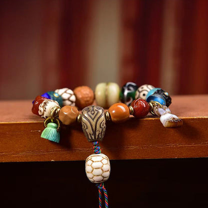 Tibetan Multi-Gemstone Agate Bracelet – Handcrafted Tibetan-Style Beaded Bracelet