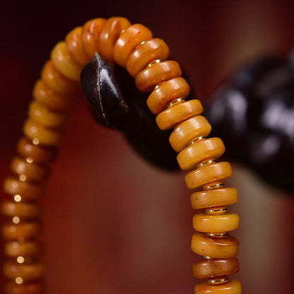 Tibetan Camel Bone Bracelet with Antique Copper Clasp & Agate Dzi Beads – Traditional Tibetan Handcrafted Bracelet