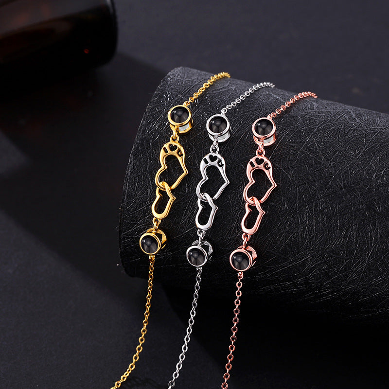 Personalisiertes Herz-Doppelfoto-Armband