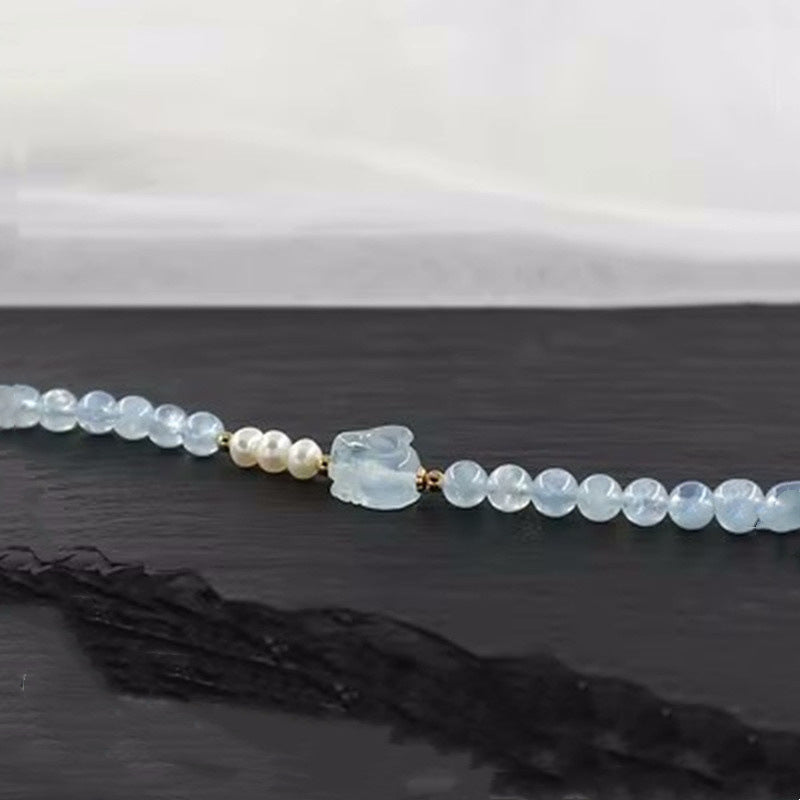 Aquamarine Rabbit Bracelet Fine Pearl Bracelet