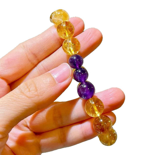 Bracelet en pierre naturelle d'améthyste et de citrine, pierre de richesse
