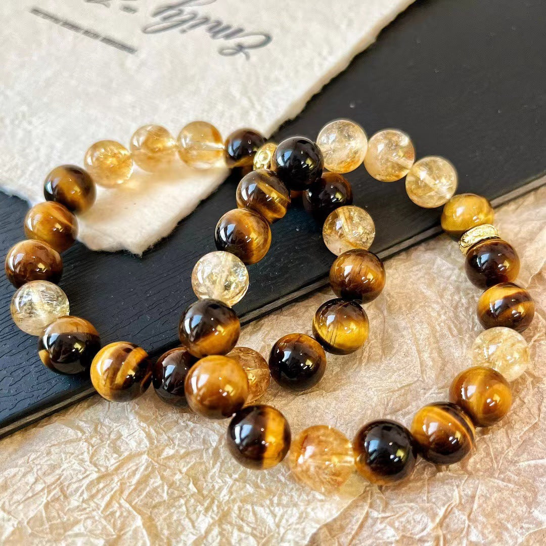 10MM New Maillard Style Natural Citrine Bracelet Natural Tiger's Eye Premium Bracelet