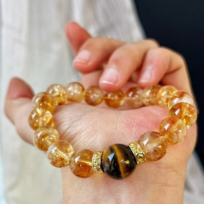10MM Natural Citrine Crystal Bracelet Premium Tiger's Eye Bracelet