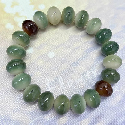 Natural Color Jade-Bodied Bodhi Prayer Bead Bracelet, 14mm