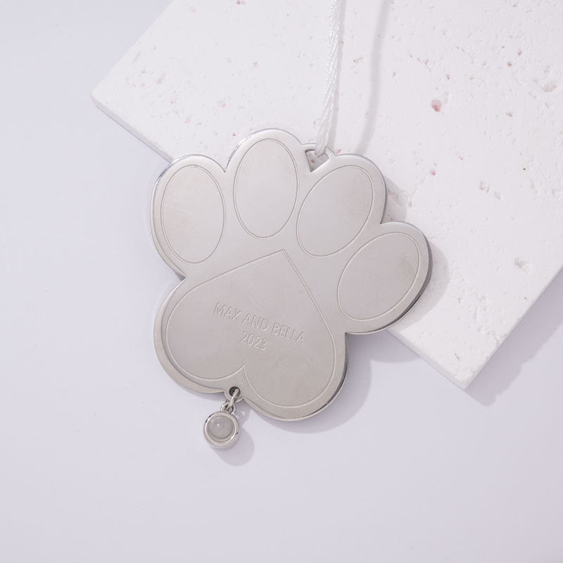 Personalisiertes Pfotenabdruck-Fotoornament mit Gravur