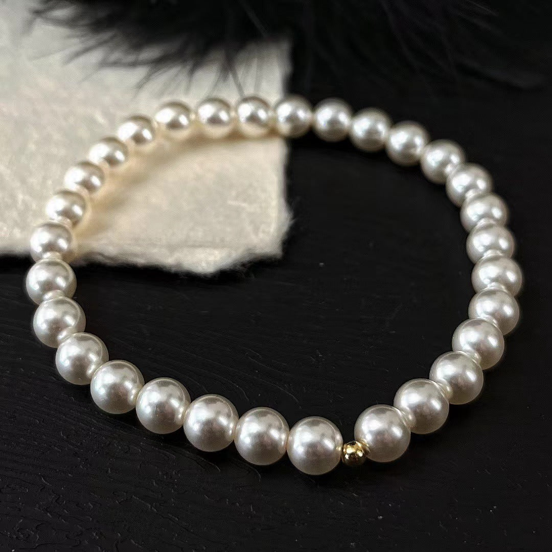 6MM Retro Warm White Artificial Pearl Bracelet Imitation Pearl Bracelet for Women