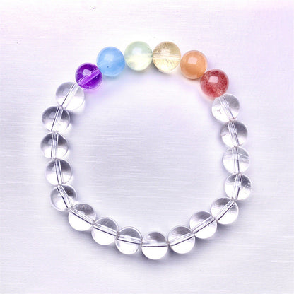 Natural Crystal Bracelet for Girls New Colorful Crystal Gradient Rainbow Bracelet