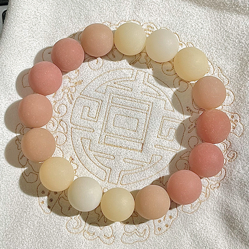 Natural Skin Bodhi Seed Polished White Jade Bodhi Bracelet