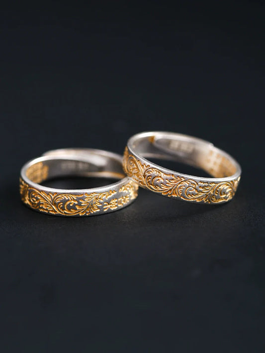 Pure Silver Ring The Heart Sutra Ring 925 Sterling Silver Couple Ring
