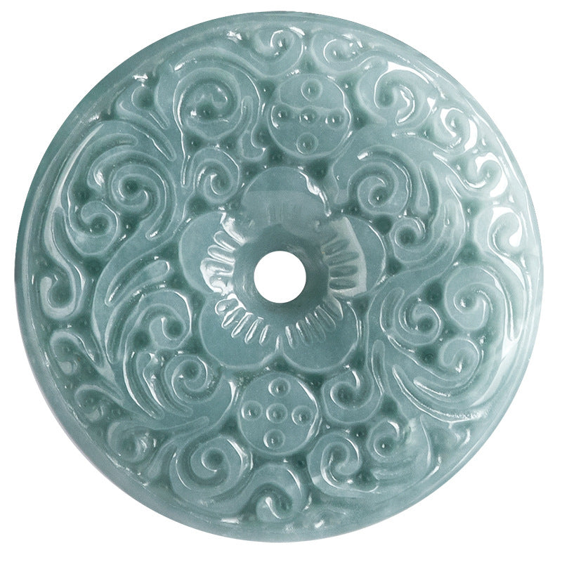 Geschnitzter Jadeit-Anhänger „Frieden“ – Natürliche Jade der Güteklasse A, verstellbare 70 cm lange Kordel