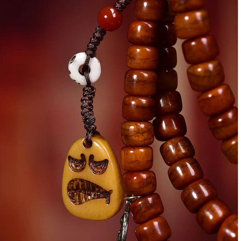 Mala tibétain en os de yak, 108 perles, perles en agate et accessoires Adai
