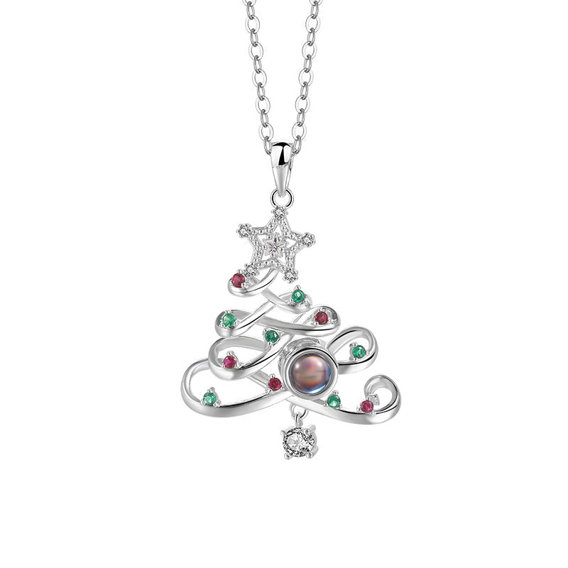 Personalisierte Weihnachtsbaum-Anhänger-Foto-Halskette als Geschenk