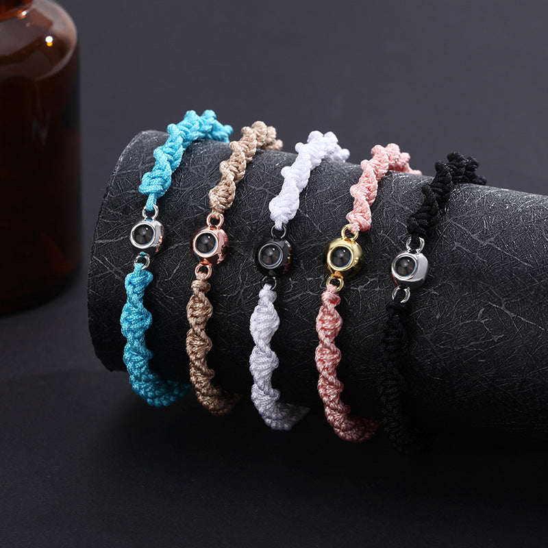 Bracelet tressé photo en spirale personnalisé