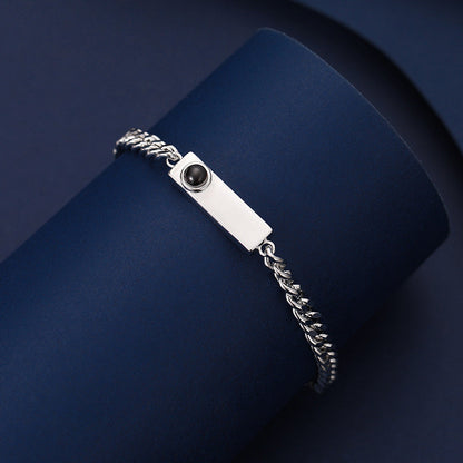 Personalized Engraved Photo Cuban Chain Bracelet For Couples
