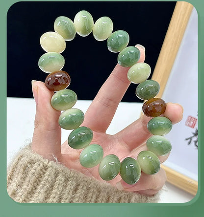 Natural Color Jade-Bodied Bodhi Prayer Bead Bracelet, 14mm