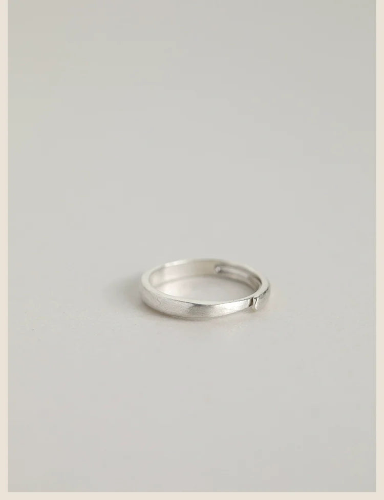 Fortune Rings Silver Minimalist Vintage Pure Silver Matte Couple Rings - Adjustable – wear ...