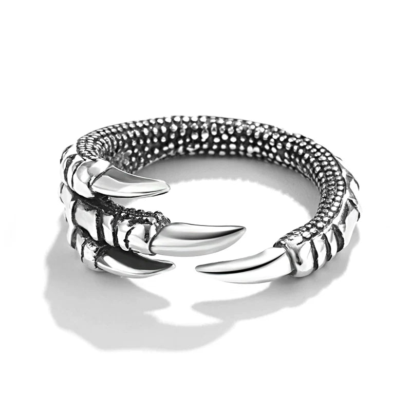 Adjustable Vintage 925 Silver Dragon Claw Ring