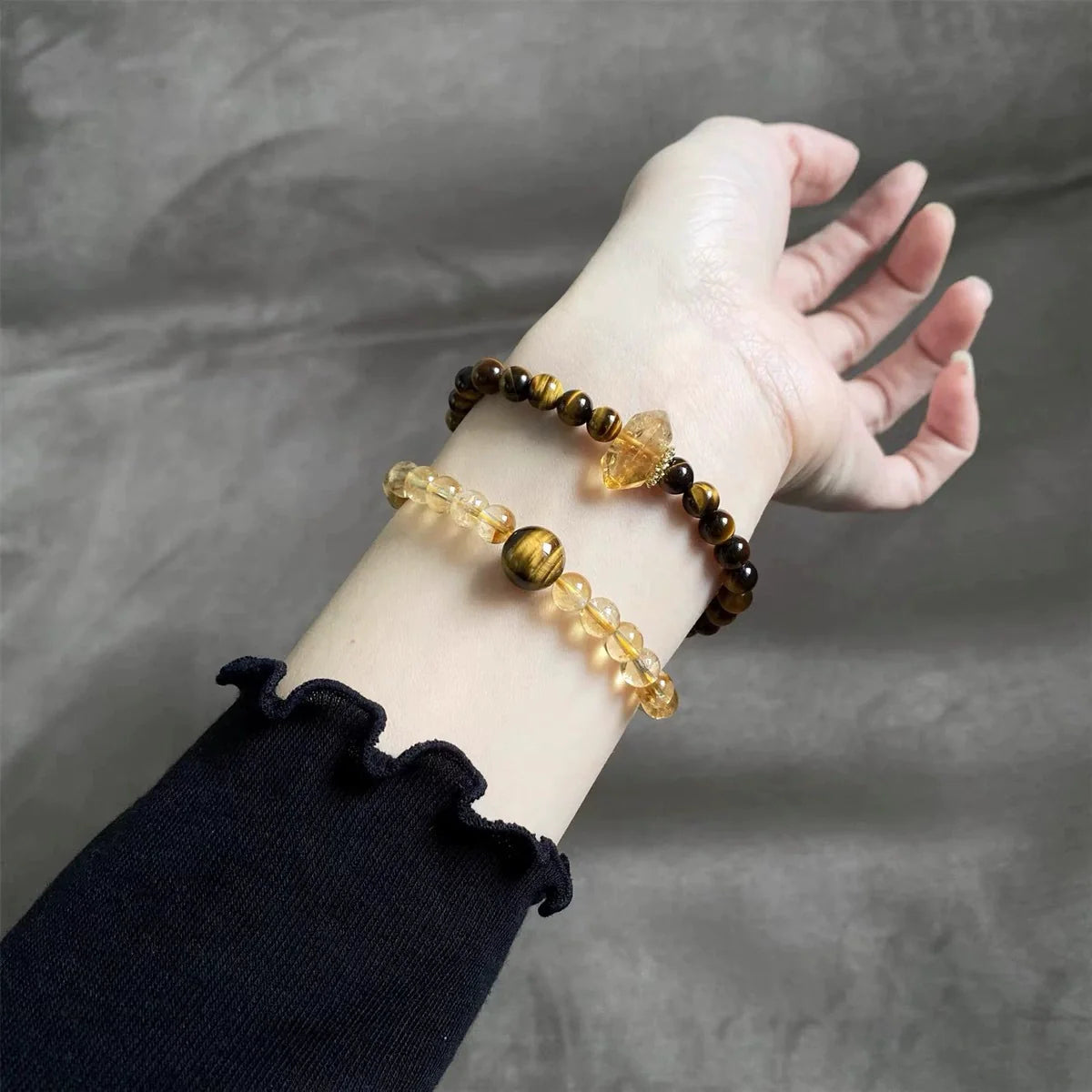 Citrine & Tiger Eye Multi-Layer Bracelet