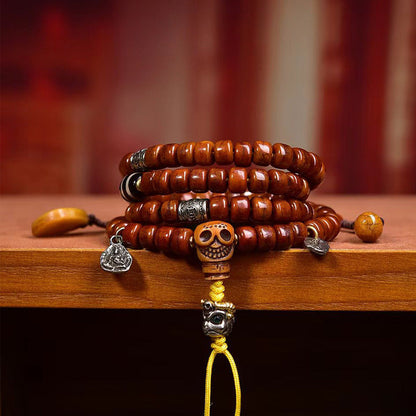 Mala tibétain en os de yak, 108 perles, perles en agate et accessoires Adai
