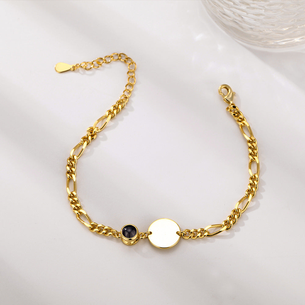 Armband mit individuell graviertem Fotoprojektion und Chopin-Kette