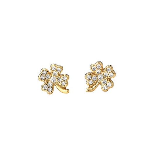Boucles d'oreilles à tige en forme de trèfle à quatre feuilles