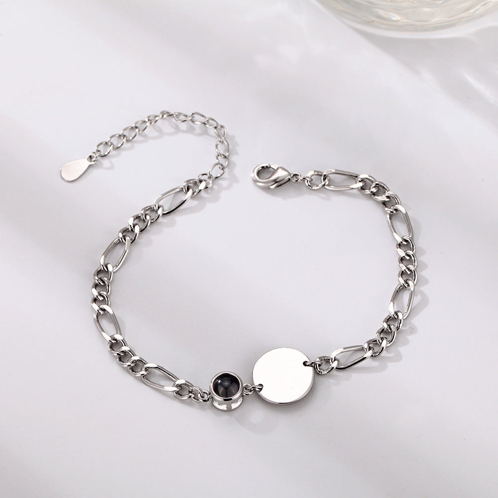 Armband mit individuell graviertem Fotoprojektion und Chopin-Kette