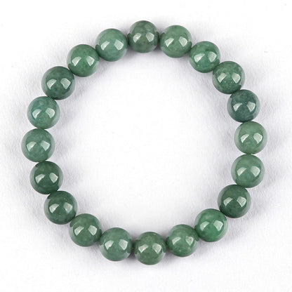 Bracelet en perles rondes en jadéite naturelle de qualité A, vert foncé – Élégant et intemporel