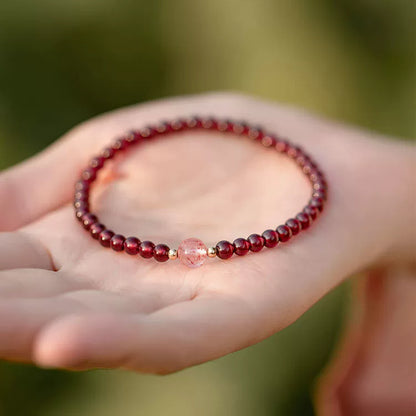 Natural Garnet Lucky Charm Healing Bracelet (Limited Edition)