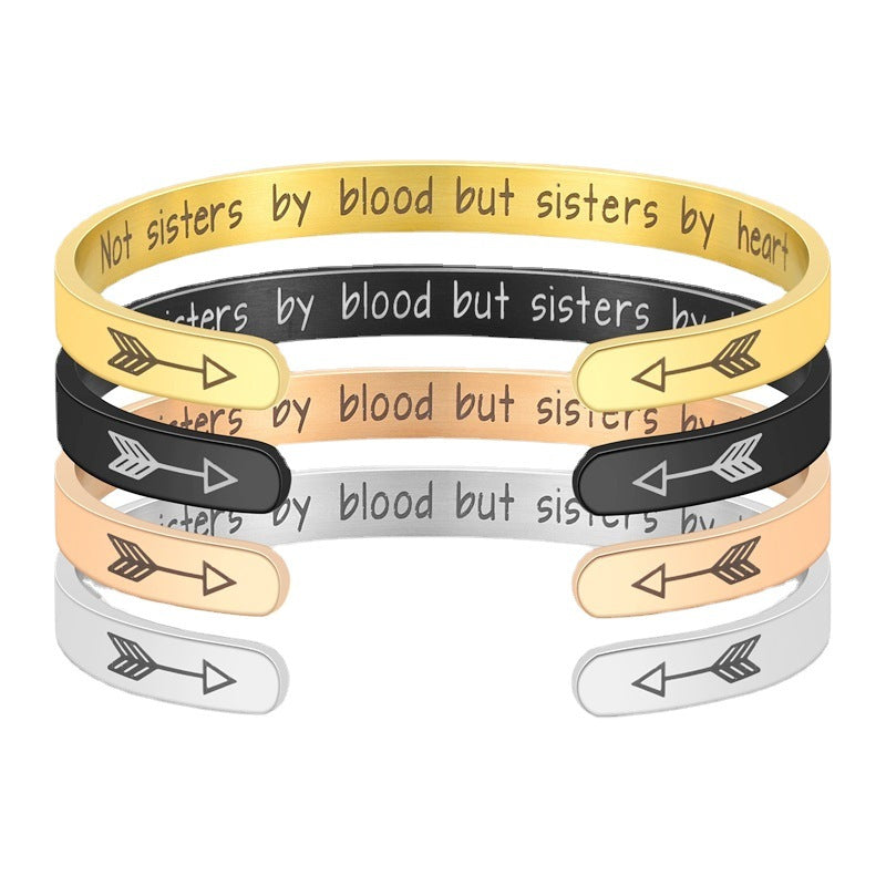 Nicht Schwestern durch Blut, sondern Schwestern durch Herzen, personalisierbares Manschettenarmband