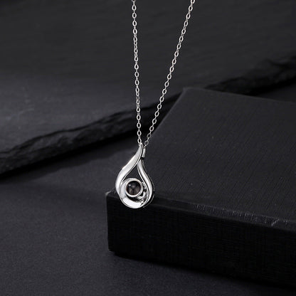 Water Drop Necklace with Hidden Photo