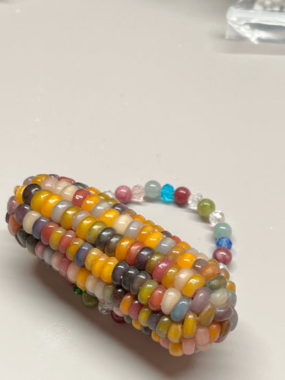 Multicolored Gemstone Corn Ornament for Mindfulness and Meditation