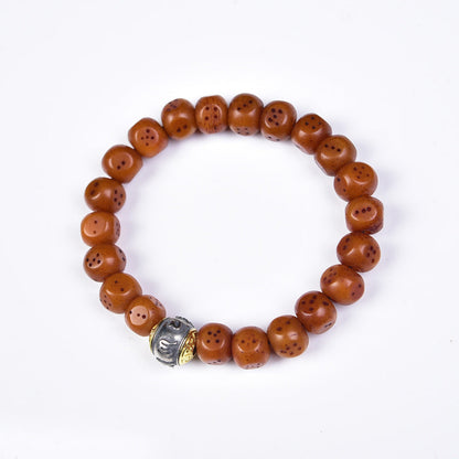 Natural Old Camel Bone Bracelet, Pure Hand-carved Dice Tibetan Bead Bracelet