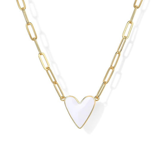 Collier Coeur Blanc Petit