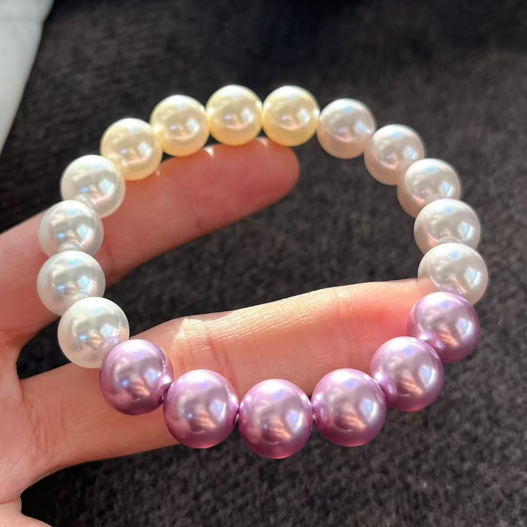 Bracelet en perles de cristal artificielles de haute qualité de 10 mm, bracelet de couleur dégradée