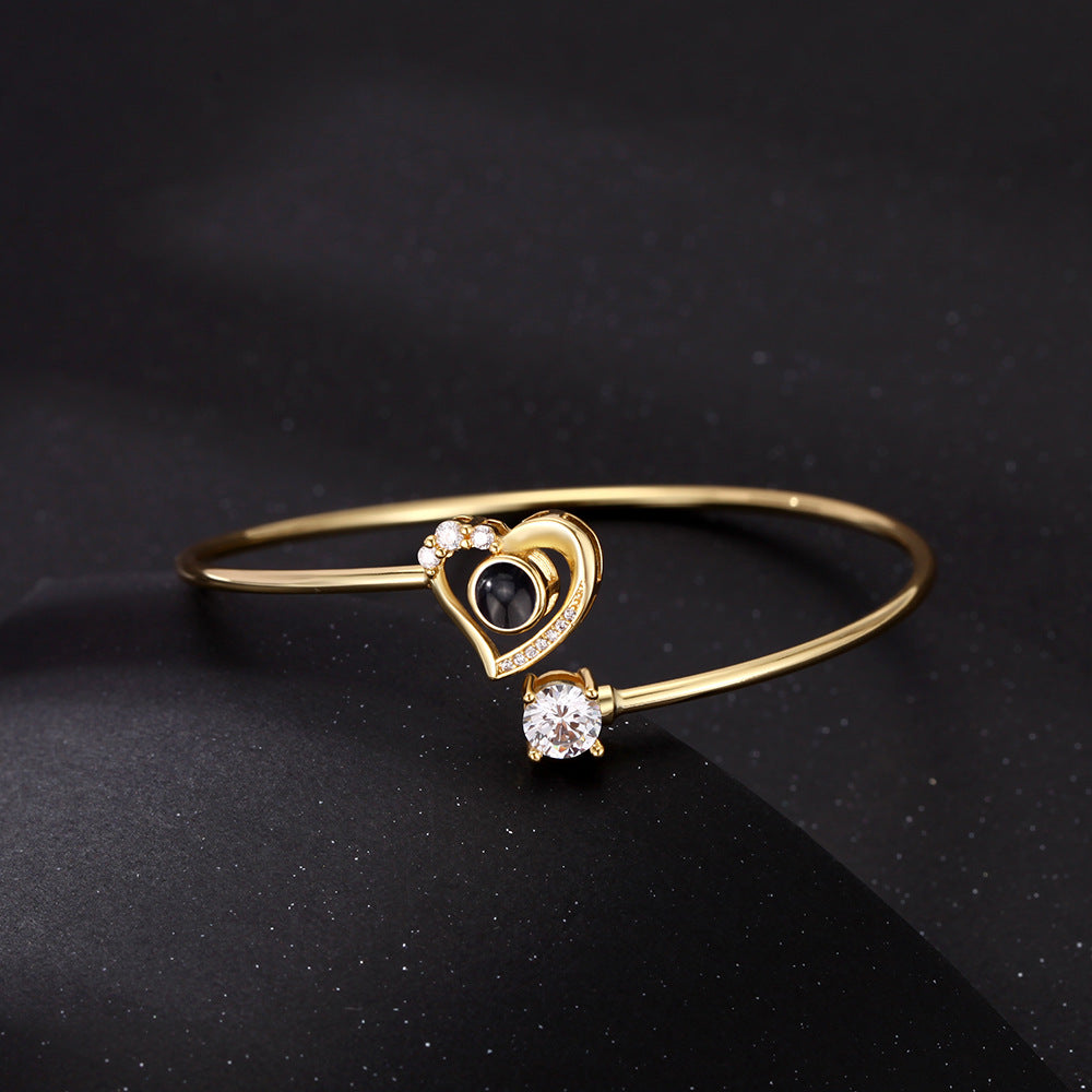 Bracelet photo personnalisé en forme de cœur