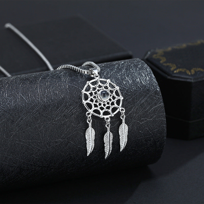 Personalisierte Traumfänger-Halskette mit verstecktem Foto