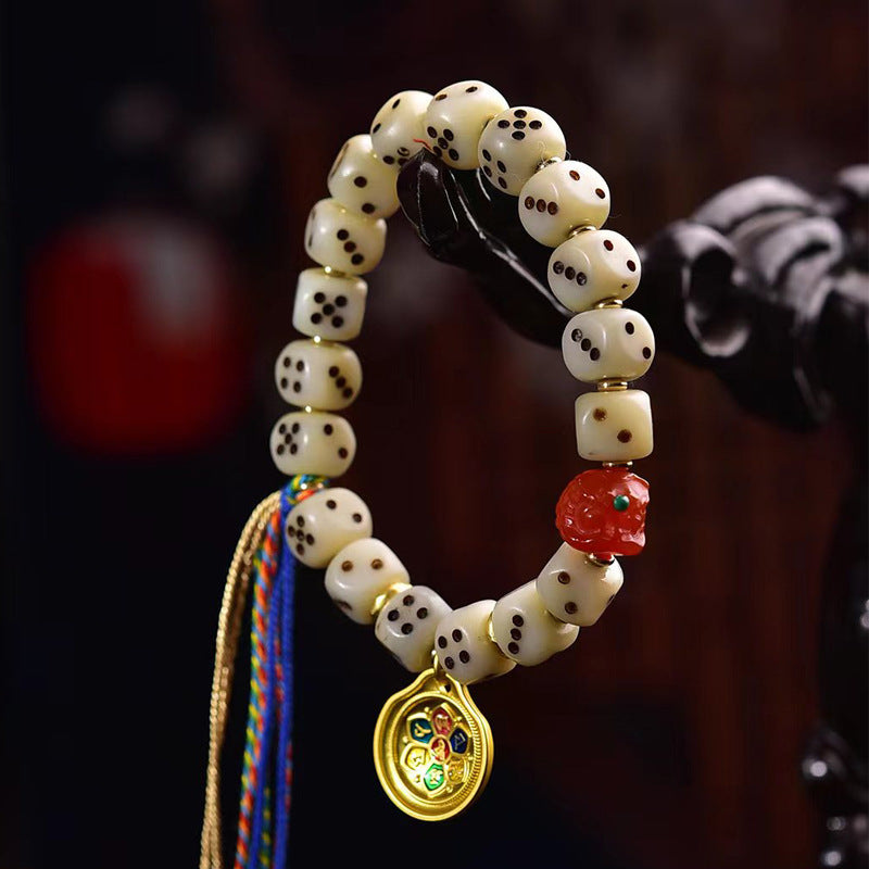 Bracelet en os de chameau naturel sculpté – Bracelet unisexe vintage de style tibétain