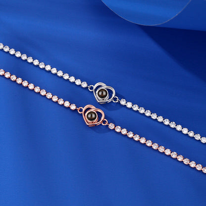 Herz-Tennisarmband mit Foto innen