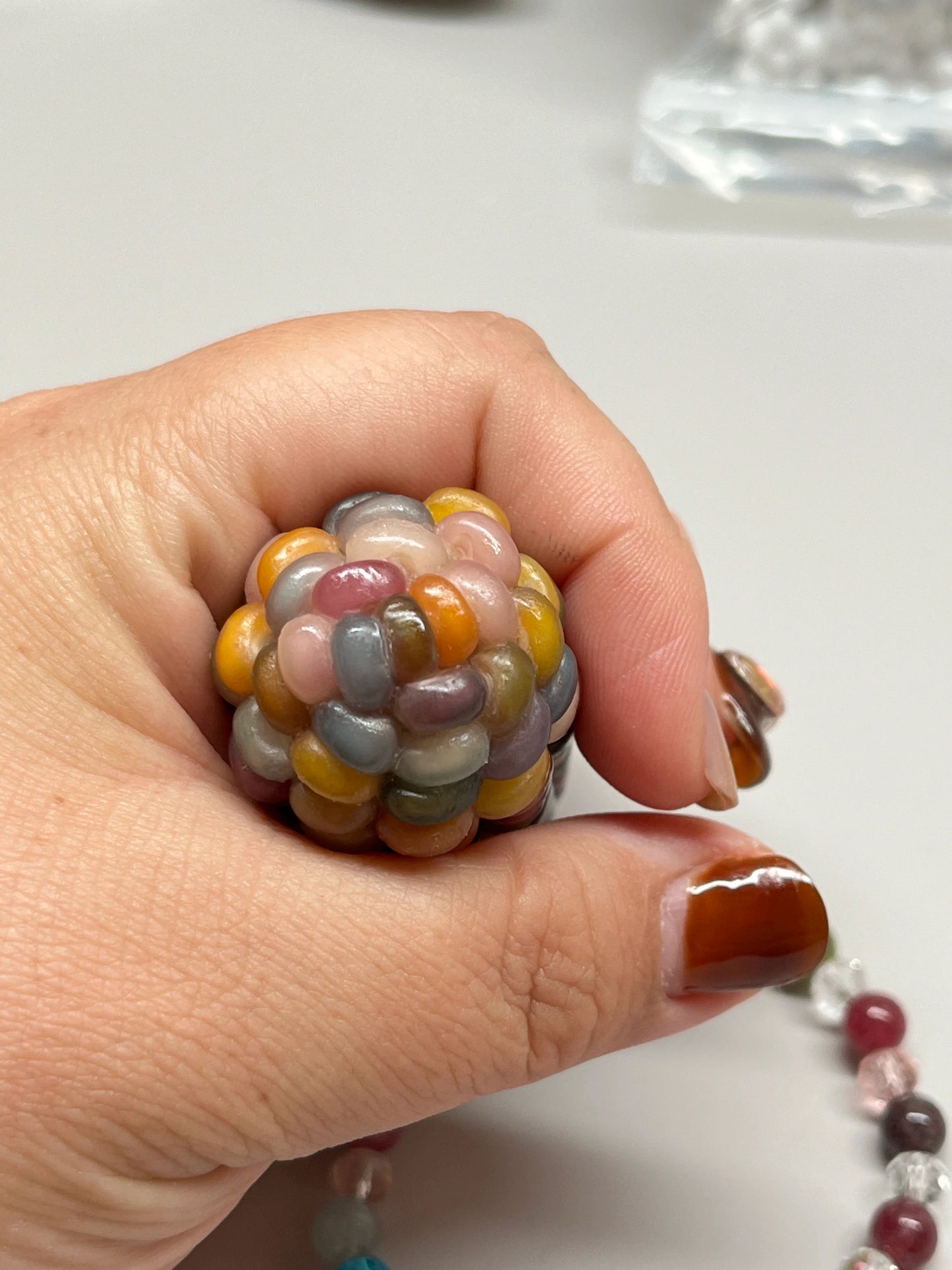 Multicolored Gemstone Corn Ornament for Mindfulness and Meditation