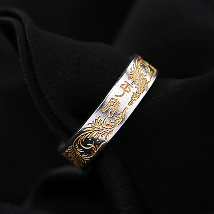Pure Silver Ring The Heart Sutra Ring 925 Sterling Silver Couple Ring