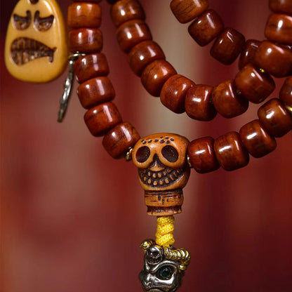 Mala tibétain en os de yak, 108 perles, perles en agate et accessoires Adai