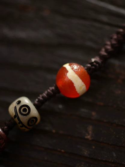 Handmade Nine-Eyed Dzi Beads Tibetan Agate Dzi Stone Beads Pendant