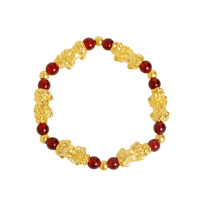 Red Garnet Lucky Pixiu Wealth Bracelet