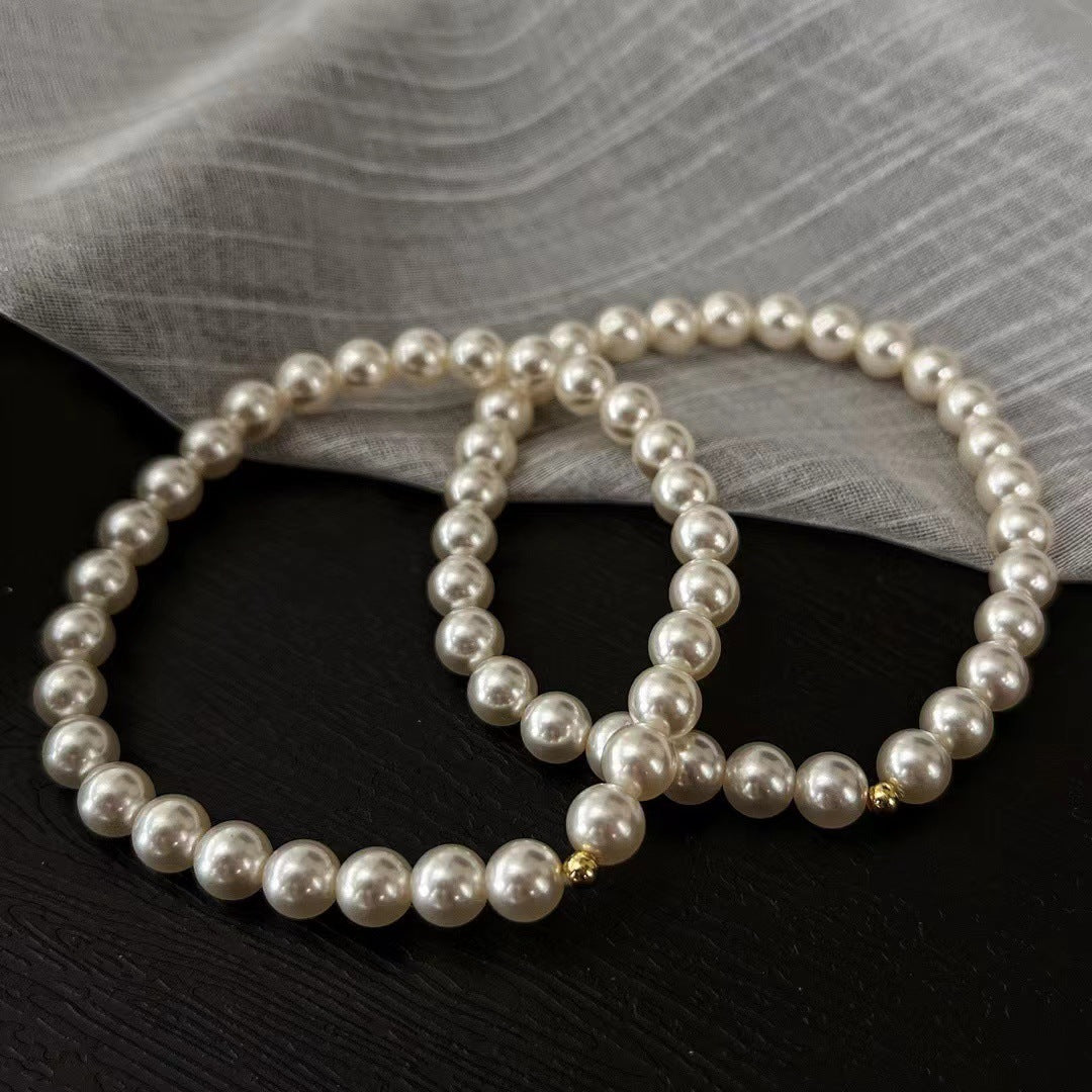 6MM Retro Warm White Artificial Pearl Bracelet Imitation Pearl Bracelet for Women