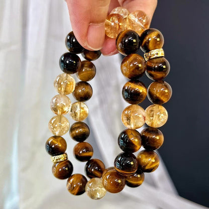 10MM New Maillard Style Natural Citrine Bracelet Natural Tiger's Eye Premium Bracelet