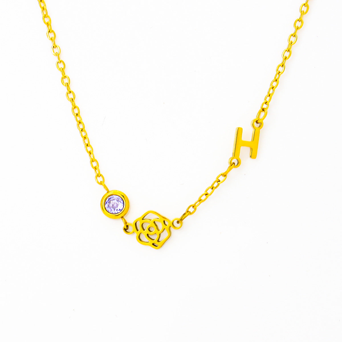 Personalisierte Geburtsblume & Geburtsstein Initial Halskette für Mama/Nana